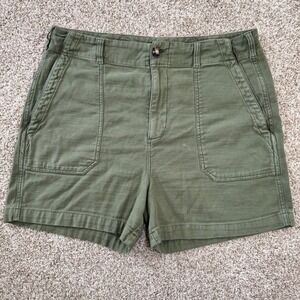 Faherty Womens Size 31 Stretch Terry Fatigue Shorts Green High Rise Cotton